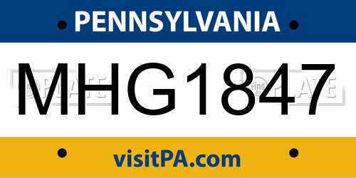 MHG1847 Pennsylvania License Plate