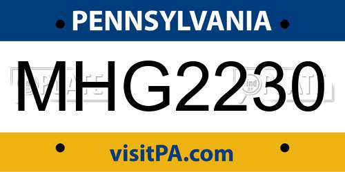 MHG2230 Pennsylvania License Plate