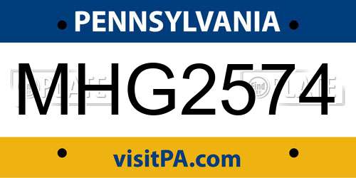 MHG2574 Pennsylvania License Plate