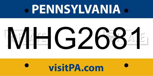MHG2681 Pennsylvania License Plate