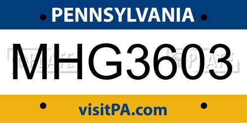 MHG3603 Pennsylvania License Plate
