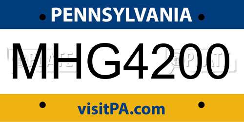 MHG4200 Pennsylvania License Plate