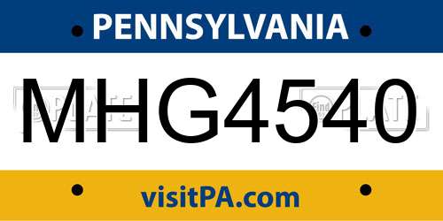 MHG4540 Pennsylvania License Plate