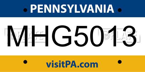 MHG5013 Pennsylvania License Plate