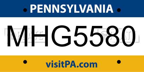 MHG5580 Pennsylvania License Plate