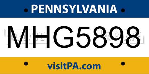 MHG5898 Pennsylvania License Plate