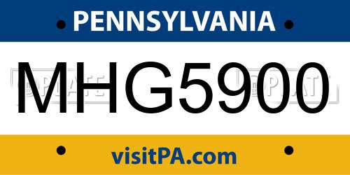 MHG5900 Pennsylvania License Plate