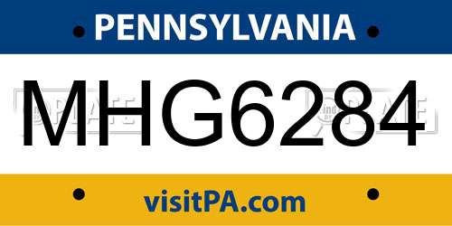 MHG6284 Pennsylvania License Plate