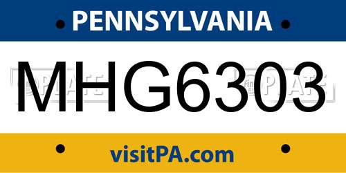 MHG6303 Pennsylvania License Plate