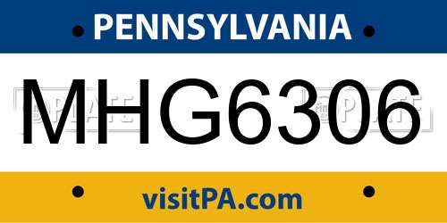 MHG6306 Pennsylvania License Plate