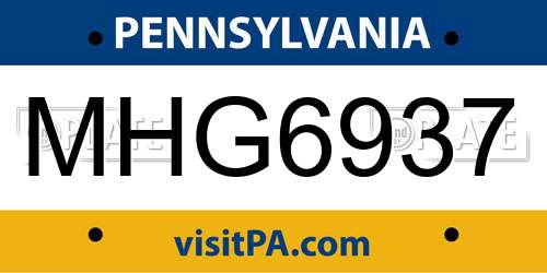 MHG6937 Pennsylvania License Plate
