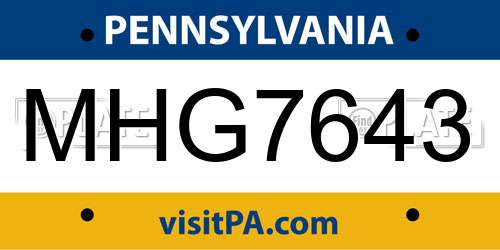 MHG7643 Pennsylvania License Plate