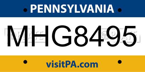 MHG8495 Pennsylvania License Plate