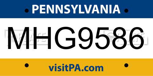 MHG9586 Pennsylvania License Plate