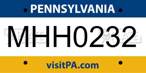 MHH0232 Pennsylvania License Plate