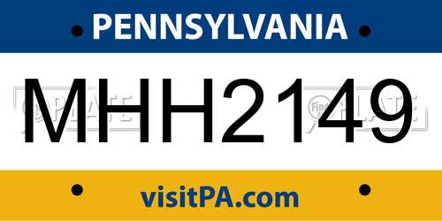 MHH2149 Pennsylvania License Plate
