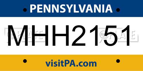 MHH2151 Pennsylvania License Plate