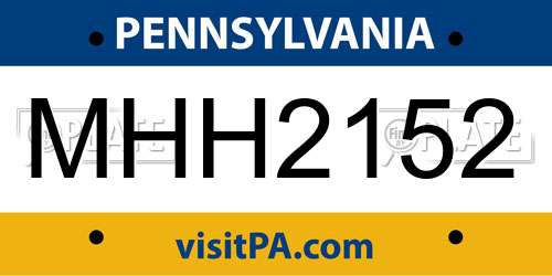 MHH2152 Pennsylvania License Plate