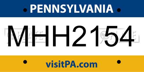 MHH2154 Pennsylvania License Plate