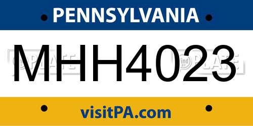 MHH4023 Pennsylvania License Plate