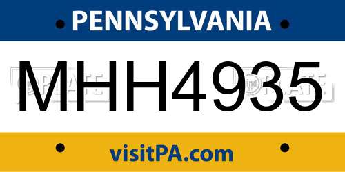 MHH4935 Pennsylvania License Plate