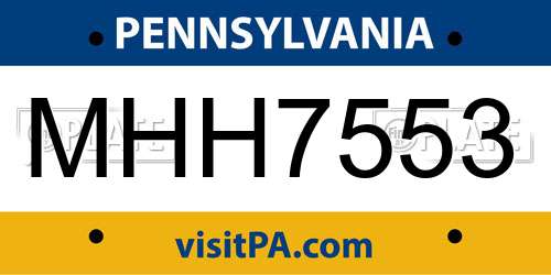 MHH7553 Pennsylvania License Plate