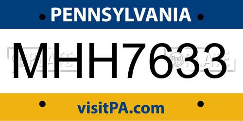 MHH7633 Pennsylvania License Plate