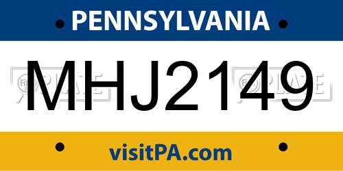 MHJ2149 Pennsylvania License Plate