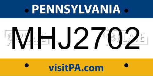 MHJ2702 Pennsylvania License Plate