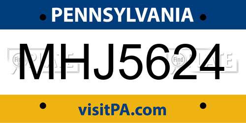 MHJ5624 Pennsylvania License Plate