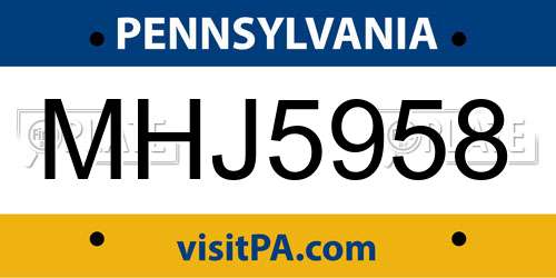 MHJ5958 Pennsylvania License Plate