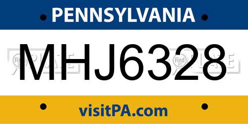 MHJ6328 Pennsylvania License Plate