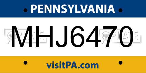 MHJ6470 Pennsylvania License Plate