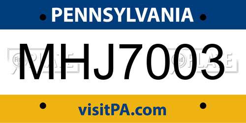 MHJ7003 Pennsylvania License Plate