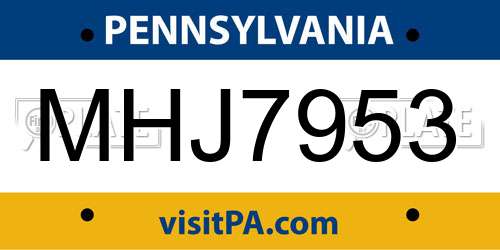 MHJ7953 Pennsylvania License Plate