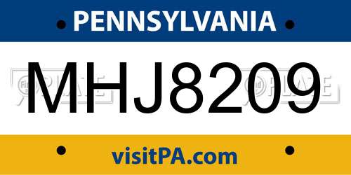 MHJ8209 Pennsylvania License Plate