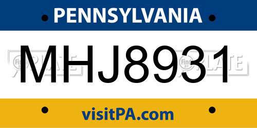 MHJ8931 Pennsylvania License Plate