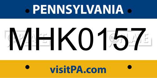 MHK0157 Pennsylvania License Plate