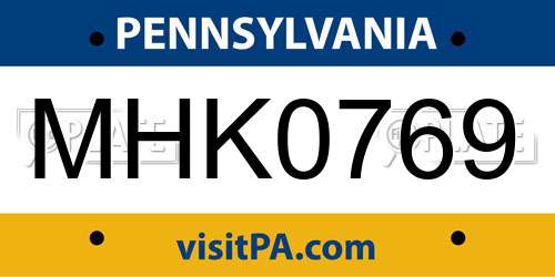 MHK0769 Pennsylvania License Plate