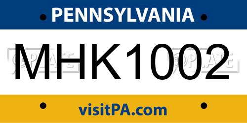 MHK1002 Pennsylvania License Plate