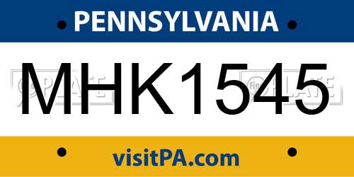 MHK1545 Pennsylvania License Plate