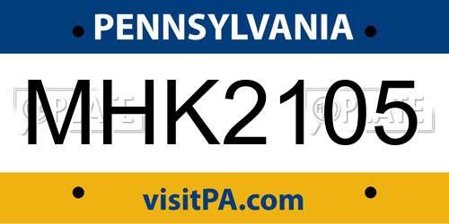 MHK2105 Pennsylvania License Plate