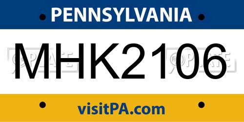 MHK2106 Pennsylvania License Plate