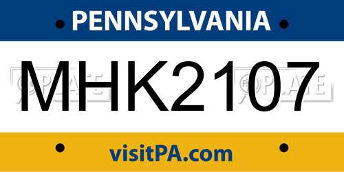 MHK2107 Pennsylvania License Plate
