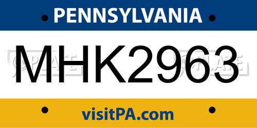 MHK2963 Pennsylvania License Plate
