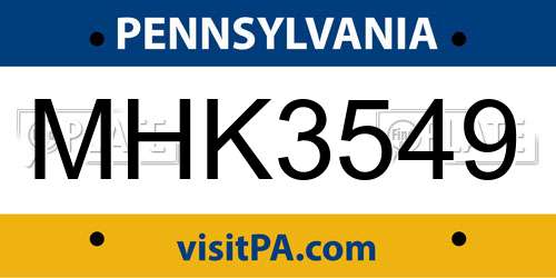 MHK3549 Pennsylvania License Plate