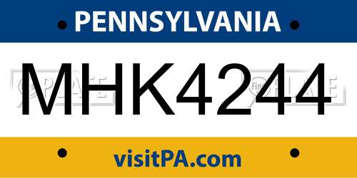 MHK4244 Pennsylvania License Plate
