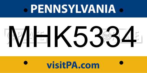 MHK5334 Pennsylvania License Plate