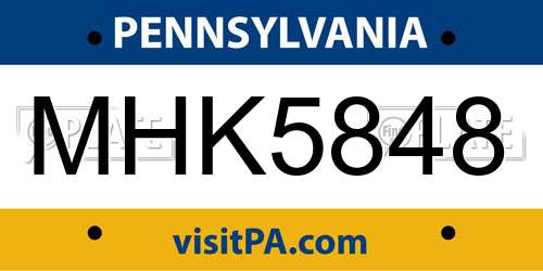 MHK5848 Pennsylvania License Plate