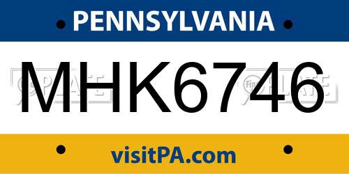 MHK6746 Pennsylvania License Plate